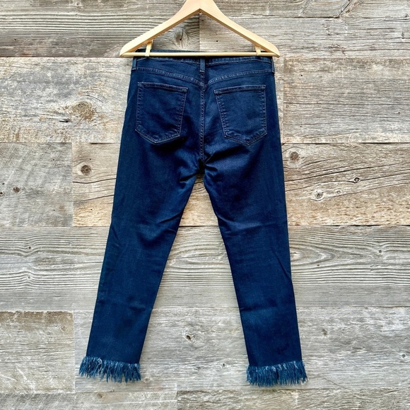 EUC Just Black Denim Fringe Hem Ankle Jeans Shark Bite Stretch Indigo US Made 29 - Picture 9 of 12